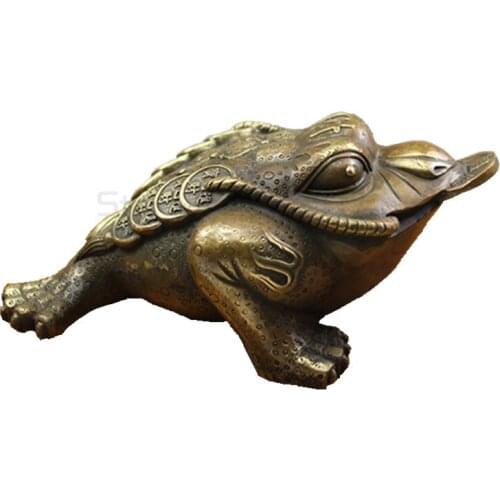 6" China Folk FengShui Brass Wealth Rich Money Carry Coin Statue