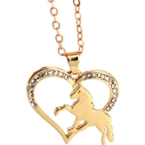 Hzew running horse and heart pendant necklace animal necklaces
