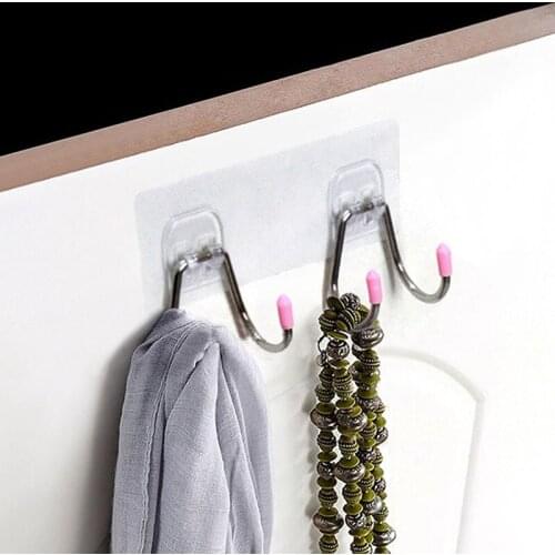 Hook Strong Adhesive Stickers Wall Wall-mounted Suction Cups Hanging On The Wall Without Punch-free Sticky Hooks (Double Hook)