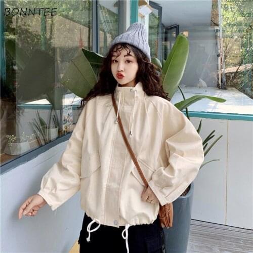 Basic Jackets Women Spring Pockets Lace-up Solid Loose Harajuku Street Wear 2XL Outwear BF Coats Leisure Stylish Modern Popular