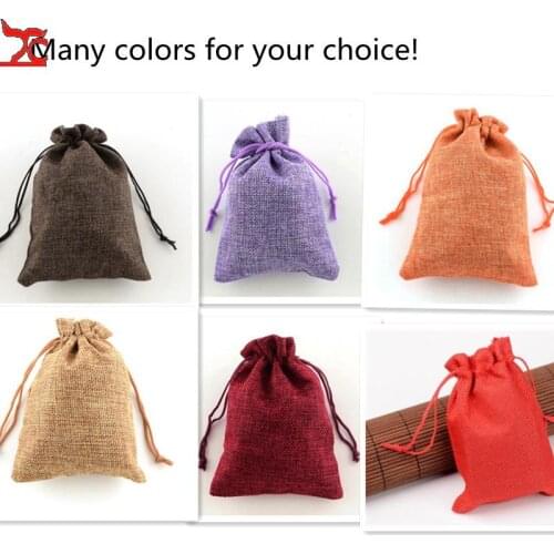 Linen Jewelry Packing Pouches Drawstring Bag Paper Price Tags String Wrapping for Jewelries Candy Thanksgiving Gifts 30Pcs