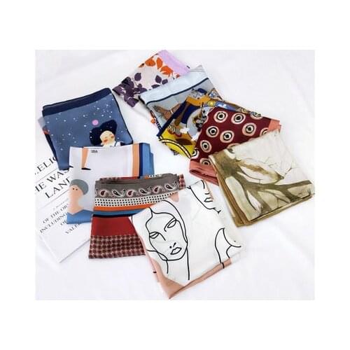 70*70cm Korean-Style Small Square Scarf Womens All-match Small Neckerchief Scarf women Decorations Hair Band