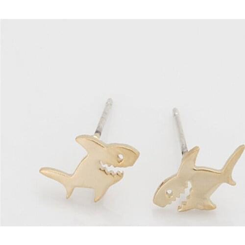 Cute Tiny Shark Earring Jewelry Gold/Shark Earrings Stud Unique Earrings Jewelry for Women