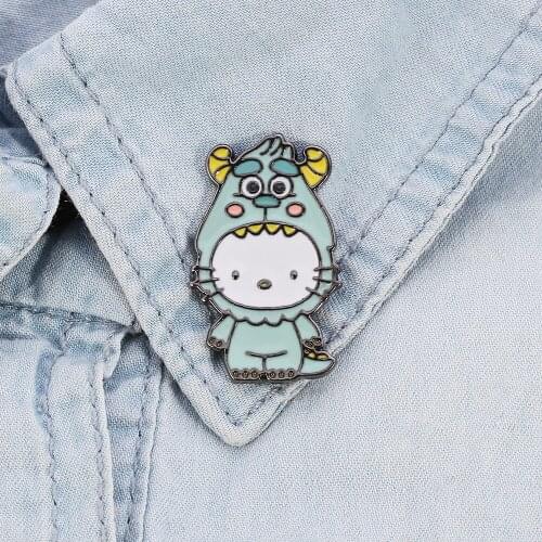 Cute Cartoon Cat Cow Enamel Pin Creative Girl Heart Brooch Backpack Ornament Jewelry Gift For Girl Friend