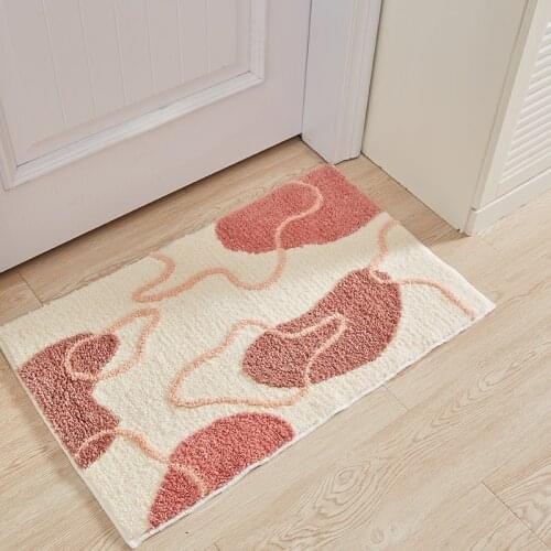 Non-slip Bathroom Floor Mats Flocking Toilet Entrance Mat Absorbent Foot Mats Quick-drying Door Mat Household Laundry Room Decor