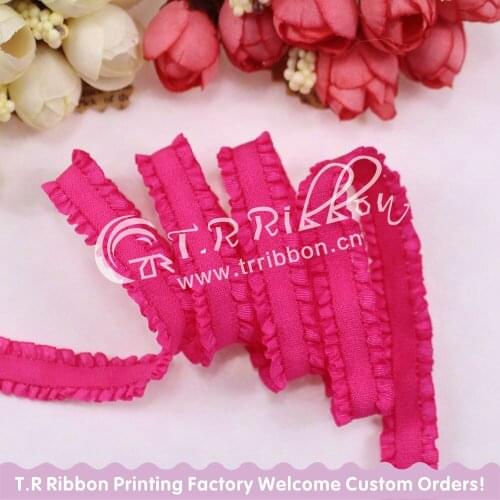 New13mm ruffle elastic #91109 solid ribbon with ruffle on the edge for accessaries 50yards free shipping