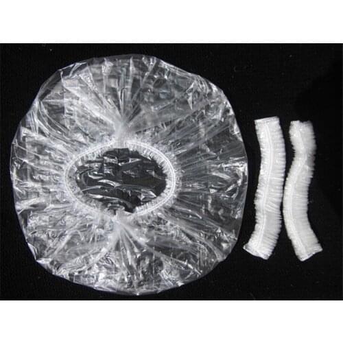 New 100pcs Transparent Hotel One-Off Clear Salon Elastic Shower Bathing Cap Bathroom Products Disposable Hair Salon Hat