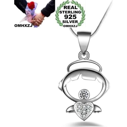 OMHXZJ Wholesale Personality Fashion Woman Girl Gift Girl White Amethyst AAA Zircon 925 Sterling Silver Pendant Necklace NC106