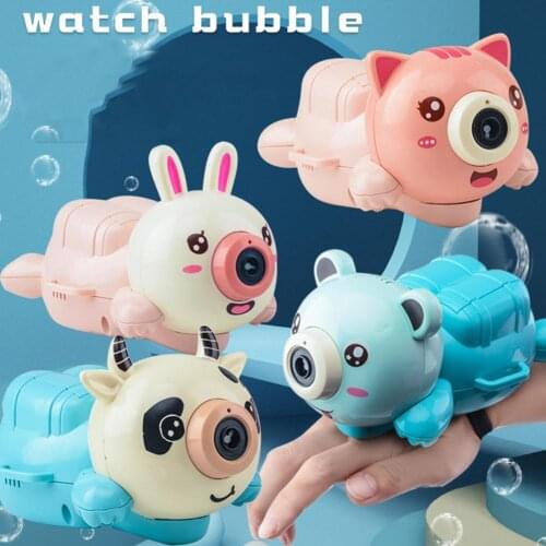 Durable Bubble Cartoon Shape Machine with Light and Sound Hand-worn Design Plastic Children Bubble Maker Toy for Gift 2021