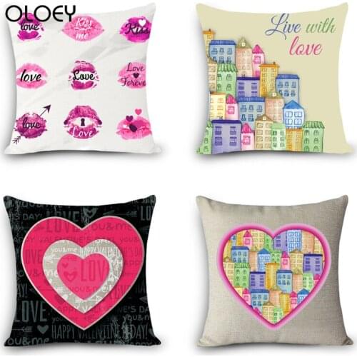 Love Pillowcase, Square Linen Soft Pillowcase, Bedroom Pillowcase, Decorative Pillowcase for Home Hotel Car, Size 45cmx45cm