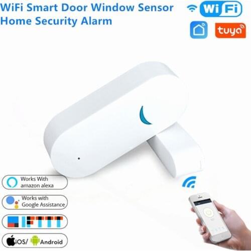 Tuya Smart WiFi Door Sensor Door Open / Closed Detectors Wifi Home Security Alarm Compatible With Alexa Google Home Tuya APP
