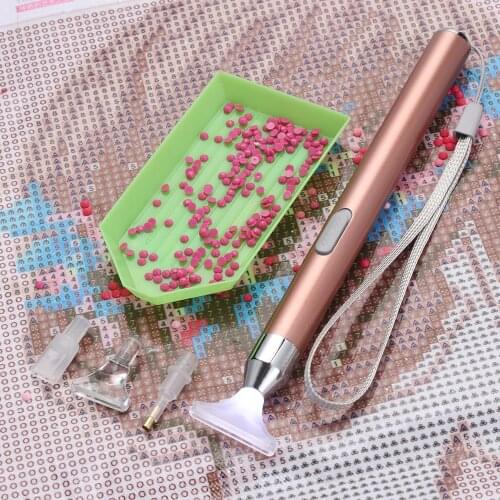 USB Rechargeable Lighting 4 Heads Point Drill Pen for 5D Diamond Painting Drill Pen DIY Tools Diamond Embroidery Accessories