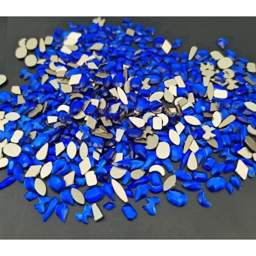 High Quality 50pcs/bag Nail Art Rhinestones Blue Flatback Crystal Shaped Glass Stones For 3D Nails Decoration Design