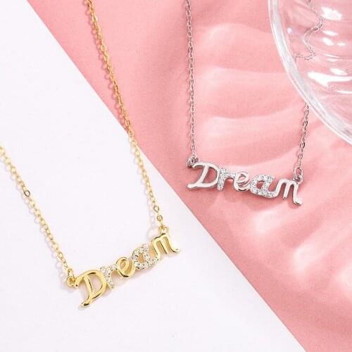 YSH New 100%925 Sterling Silver Dream English Letter Zircon Pendant Necklaces 2020 Woman Fashion DIY Jewelry Gifts Free Shipping