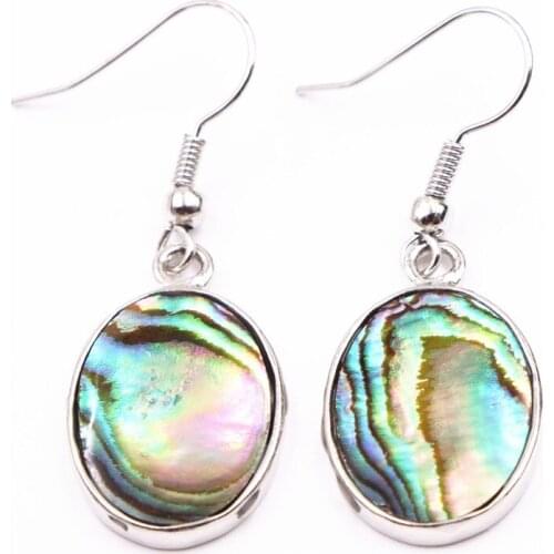 Multicolor Abalone Shell Earring for Women Natural New Zealand Paua Shells Dangle Earrings Eardrop Oval Ear Jewelry 15x20mm A516