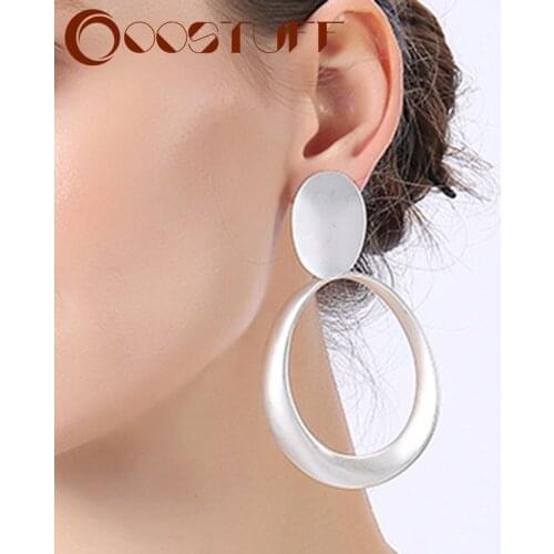 2021 Trend Simple Silver Color Stud Earrings Vintage Jewelry Big Statement Wholesale Pendientes Suspension Accessories for Women