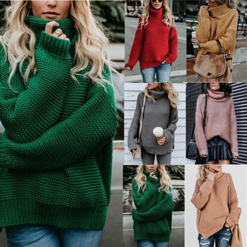 Woman Sweaters 2021 New Fashion Turtleneck Pullover Knitwear Bold Lines New Autumn Winters Pullovers Female Sweater MMY118013