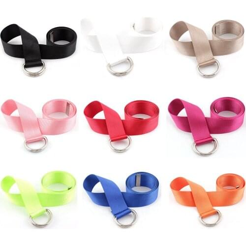 Womens Belt Double Ring Buckle Waist Belts Canvas Nylon Jeans Decoration BLTYN0369