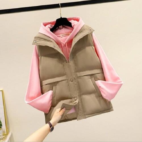2021 Winter Women Sleeveless Vest Warm Plus Size 3XL Down Cotton Padded Waistcoat Female Mandarin Collar Vest Jacket