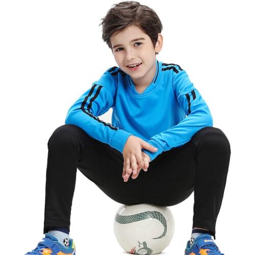 Winter Thick Sportswear Children Long Sleeve Soccer Uniforms Kids Football Jerseys Training Suit Tracksuits Set Soccer Jerseys