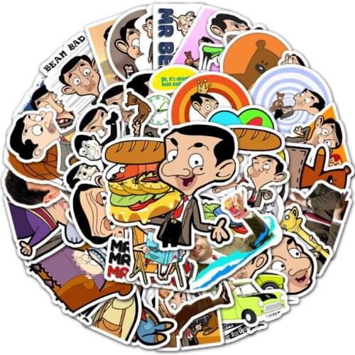 10/30/50Pcs/Set Mr. Bean DIY Car Bike Travel Luggage Phone Guitar Waterproof PVC Cool Stickers for Kid