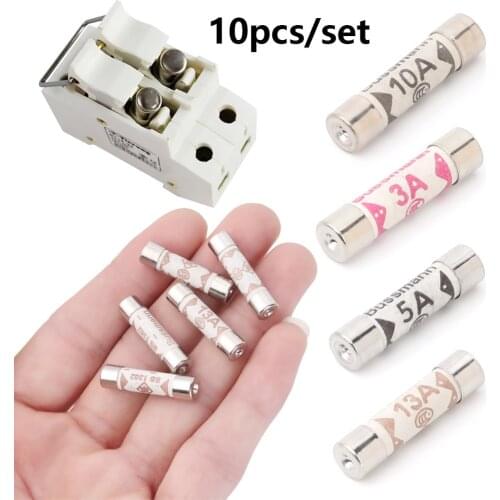 10Pcs 3-13A BS1362 British Plug Fuse Ceramic Tube Fuse British Domestic House Hold Mains Plug Cartridge Fuse Electrical Supplies