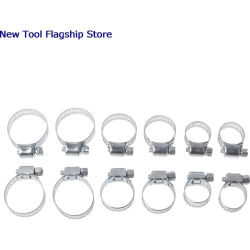 12 Pcs / Set Screw Band Hose Clamps Adjustable Fuel Line Worm Gear Clip Hardware