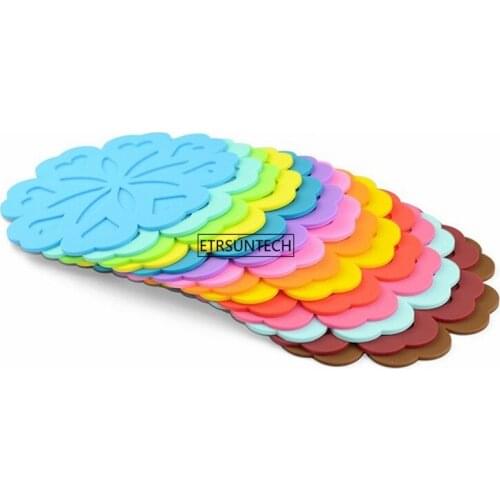 50pcs Round Heat Resistant Silicone Mat Drink Cup Coasters Non-slip Pot Holder Table Placemat Kitchen Accessories