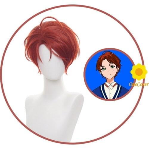Anime WONDER EGG PRIORITY Momoe Sawaki Cosplay Wig Dark Red Short Hair Props Heat-resistant Fiber Hair + Wig Cap Party Role Play