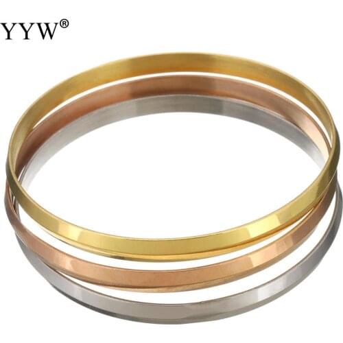 3pcs/Set Fashion Women Bracelets & Bangles 68mm Diameter Design Stainless Steel Bracelets Luxury Rose Gold Jewelry For Wedding