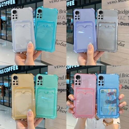 Candy Color Transparent Card Slot Phone Case For Huawei Nova 8 7 Pro Mate 40 30 P50 P40 P30 Pro Airbag Shockproof Back Cover