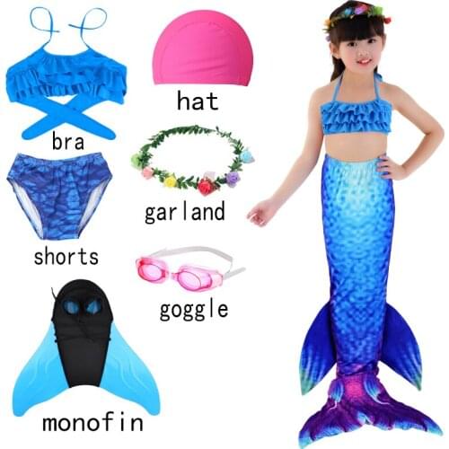 Children New Mermaid Tails Swimming Party Cosplay Costumes Halloween Little Mermaid Girls Swimsuit Bikini Set Bathing Suit