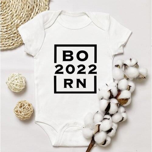 Born In 2022 Baby Clothes Simple Print Pregnancy Announcement Baby Bodysuit Pregnancy Reveal Bodysuits Toddler Baby Romper