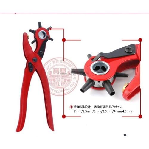 By dhl 50pcs practical Sewing Leather Belt Hole Puncher Pliers Hook Clamp 2/2.5/3/3.5/4/4.5MMPunching Hole Forceps Punch Head