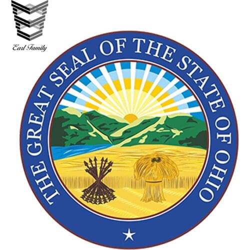 EARLFAMILY 13cm X 13cm Car Styling Waterproof Ohio State Seal Sticker for Skateboard Laptop Helmet Car Truck Boat Car Sticker