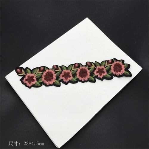 3pc Cotton Rose Applique Clothing Embroidery Patch Fabric Sticker Iron On Patch Craft Sewing Repair Embroidered 23x 4.5cm BJ0236