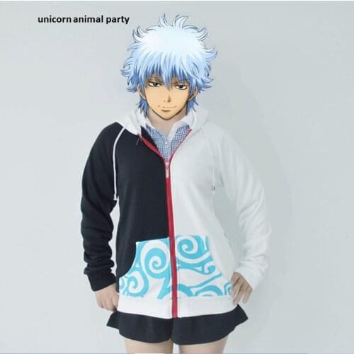 Caricature Anime silver soul long sleeve and short sleeve jacket fleece cosplay hooded sweatshirt coat for Unisex