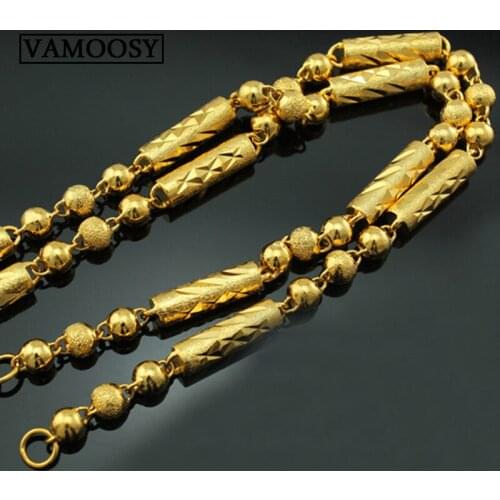 Deals Luxury Fashion Necklace Charm Style Hollow Ball Beads chain Solid Cylinder Long Necklaces for Men Fathers Day Jewelry