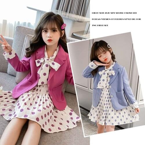 Children Girls Clothing Set 2020 Spring Teenage Girls Suit Bow-knot Jacket Dress School Kids Clothes Tracksuit for Girls Clothes