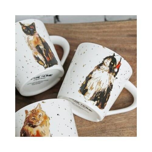 Cat Ceramic Mug Large Capacity Breakfast Milk Juice Coffee Tea Cup Mug Creative Couple Cup Drinkware Free Shipping