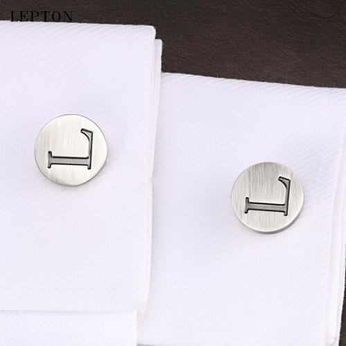 Lepton Letters of an alphabet L Cufflinks For Mens Classic Antique Silver plated Letters L cuff links Men shirt cuffs Cufflink