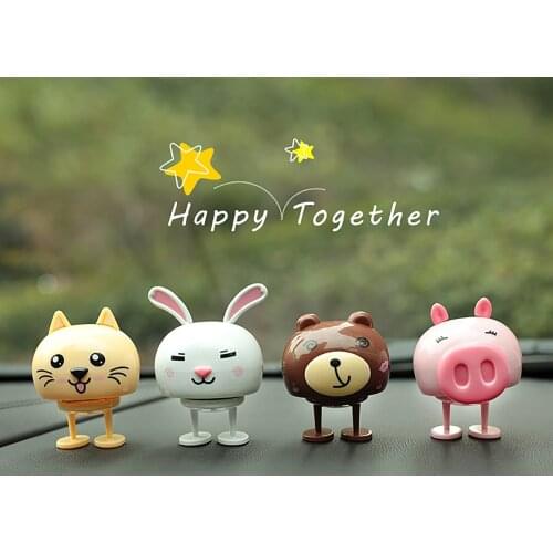 Cute Decoration Nodding Bear Car Ornaments Automobiles Dashboard Swinging Shaking Head Cat Doll Dancing Toys Accessories Gifts
