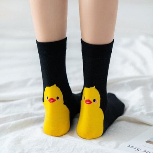 Animal Print Duck Cute Socks Cartoon Calcetines Harajuku Kawaii Women Skarpetki Kobieta Skarpety Mujer Meias Calcetas Funny Sock