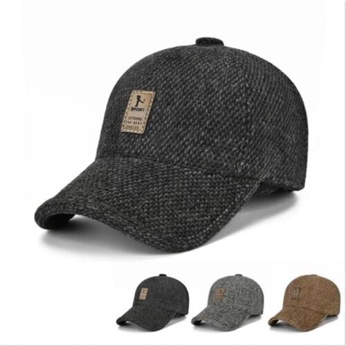 Mens cotton-padded hat Winter ear protection woolen hat earmuffs outdoor sports baseball cap casual warm autumn winter