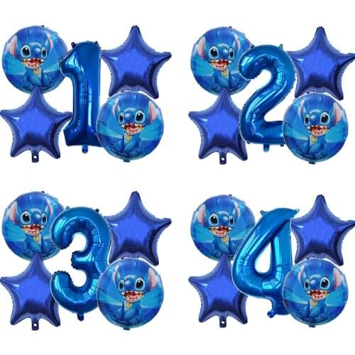 5Pcs Disney Lilo & Stitch Balloons Set Birthday Party Decorations Baby Shower Birthday Balloon Foil Balloon Kids Toy Air Globos