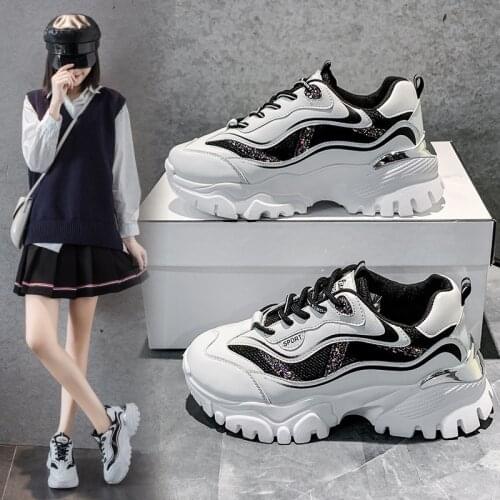Spring and autumn 2020 new versatile breathable casual shoes fashion Daddy shoes ladies platform heighten sports shoes X500