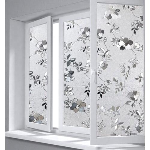 Nuelife Static-Free Sun-Proof Balcony Kitchen 3D Rose Flower Pattern Glass Film Privacy Window Film Window PVC Sticker