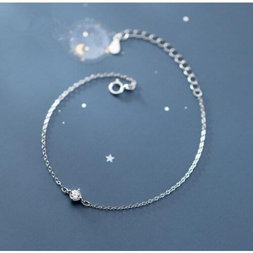 Single Zircon Bead Bracelets For Women 925 Sterling Silver Jewelry Fine Womens Thin Bracelet Girl Daughter Gift