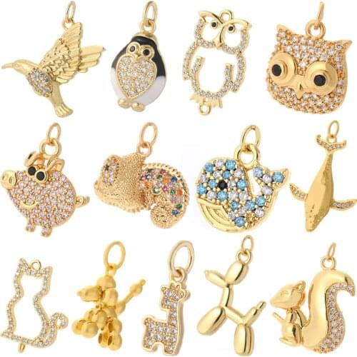Dog Cat Pet Cute Animals Charms for Jewelry Making Whale Bird Fish Diy pendant Necklace CZ Make Jewelry Accessories