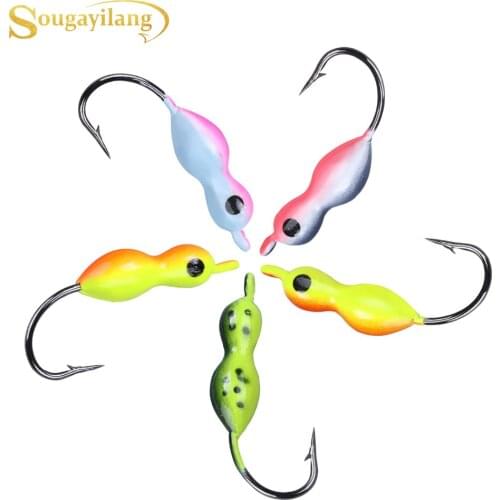 Sougayilang 5Pcs Ice Fishing Lure 3.4g 32mm Colorful Lifelike Colorful Winter Hard Fishing Lure Fishing Baits Sets